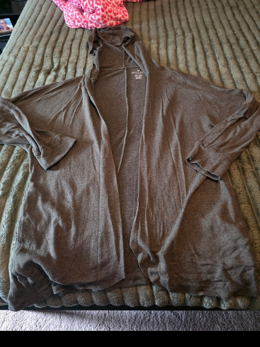 American Eagle Outfitters Brown Hooded Open-Front Cardigan